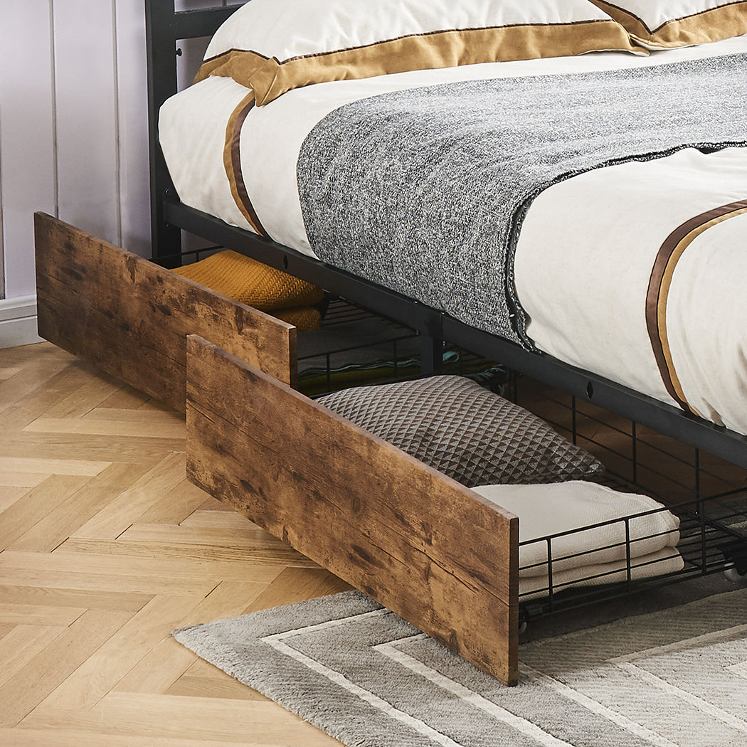 4 Drawers(only) For Double/Queen Bed Frame For Storage Metal And Wood