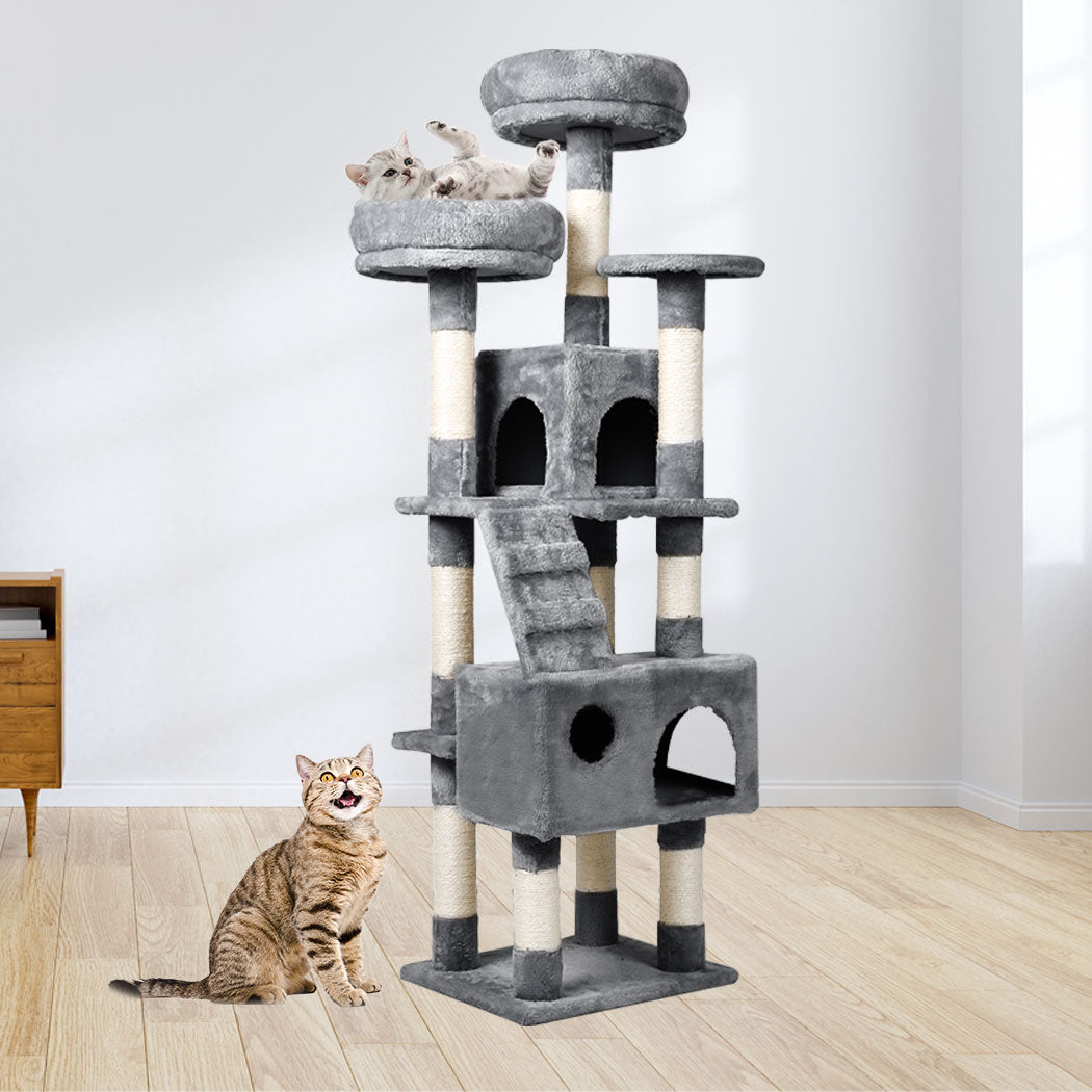 Cat Tree Scratching Post Grey 35x40x141cm