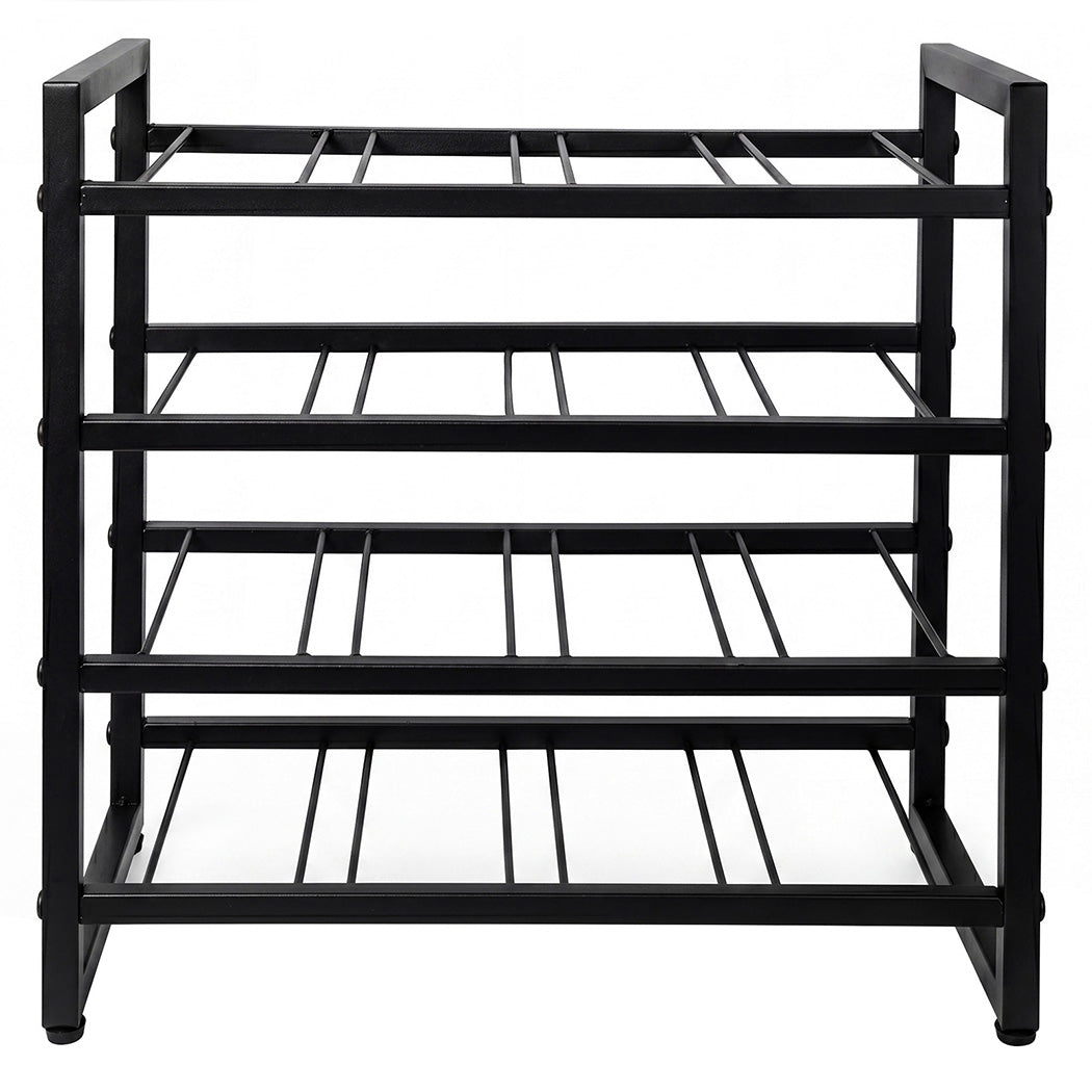 16 Bottle 4-Tier Metal Wine Rack Black | Simpledeals