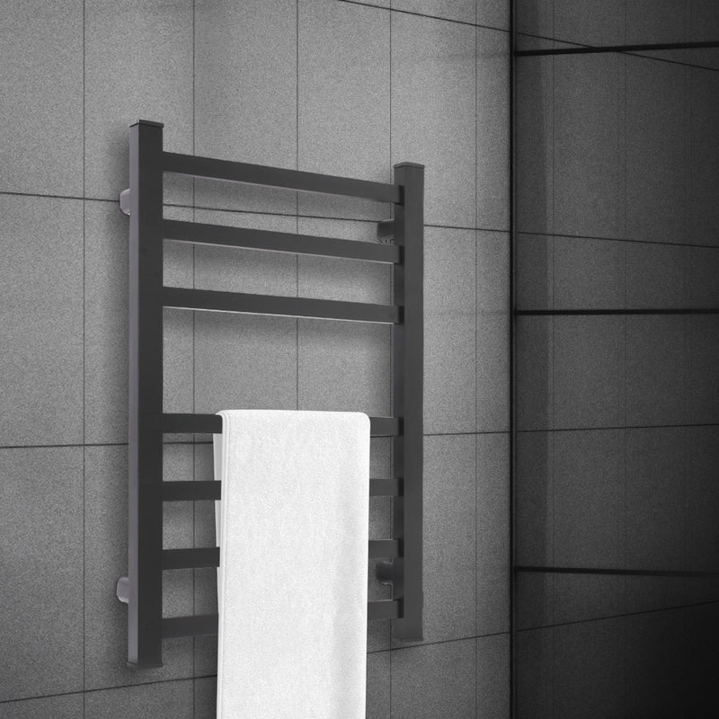 Heated Towel Rail Warmer Rack Wall Mounted Black - Bathroom Electric Rails Bars