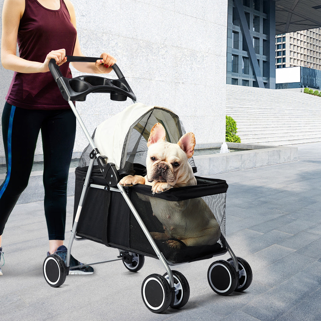 Large Pet Stroller Dog Cat Carrier Black