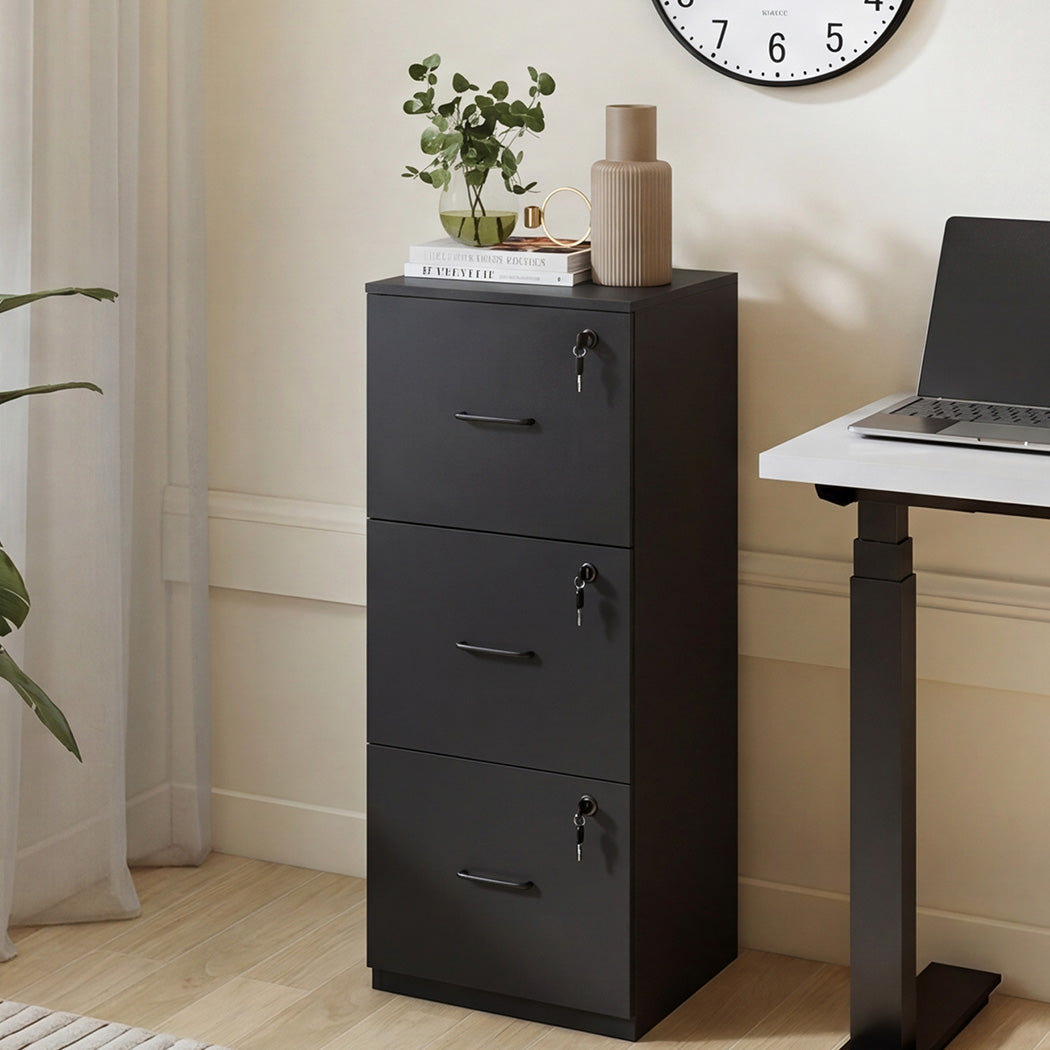 3 Drawer Lockable File Cabinet Home Office | Simpledeals