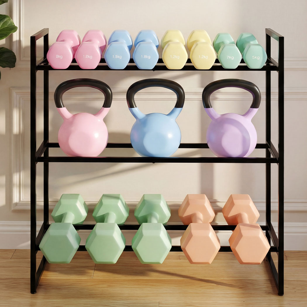 Dumbbell Rack 3 Tier Storage 80x25x80cm