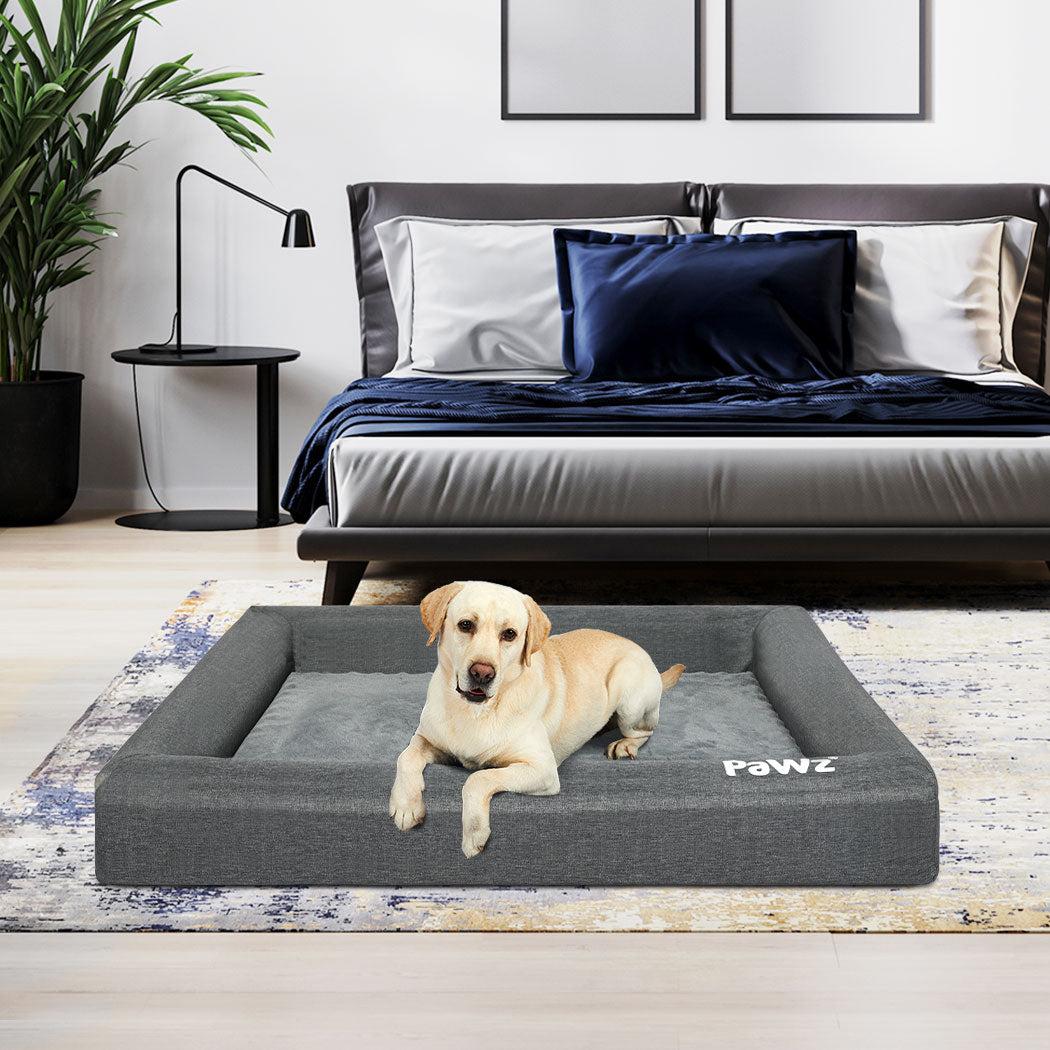 Memory Foam Dog Bed Large Grey 78x52x13cm
