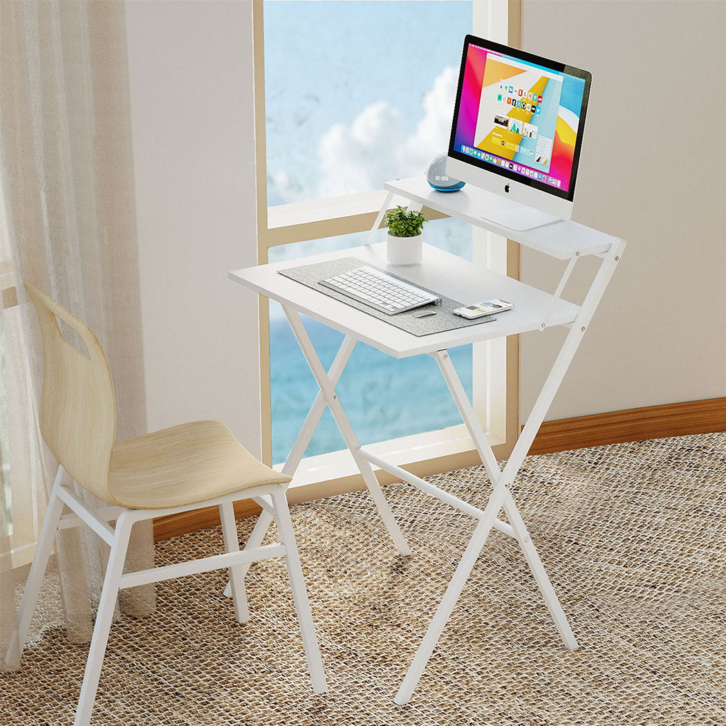 Foldable Computer Desk White Office 67.5x45x84cm