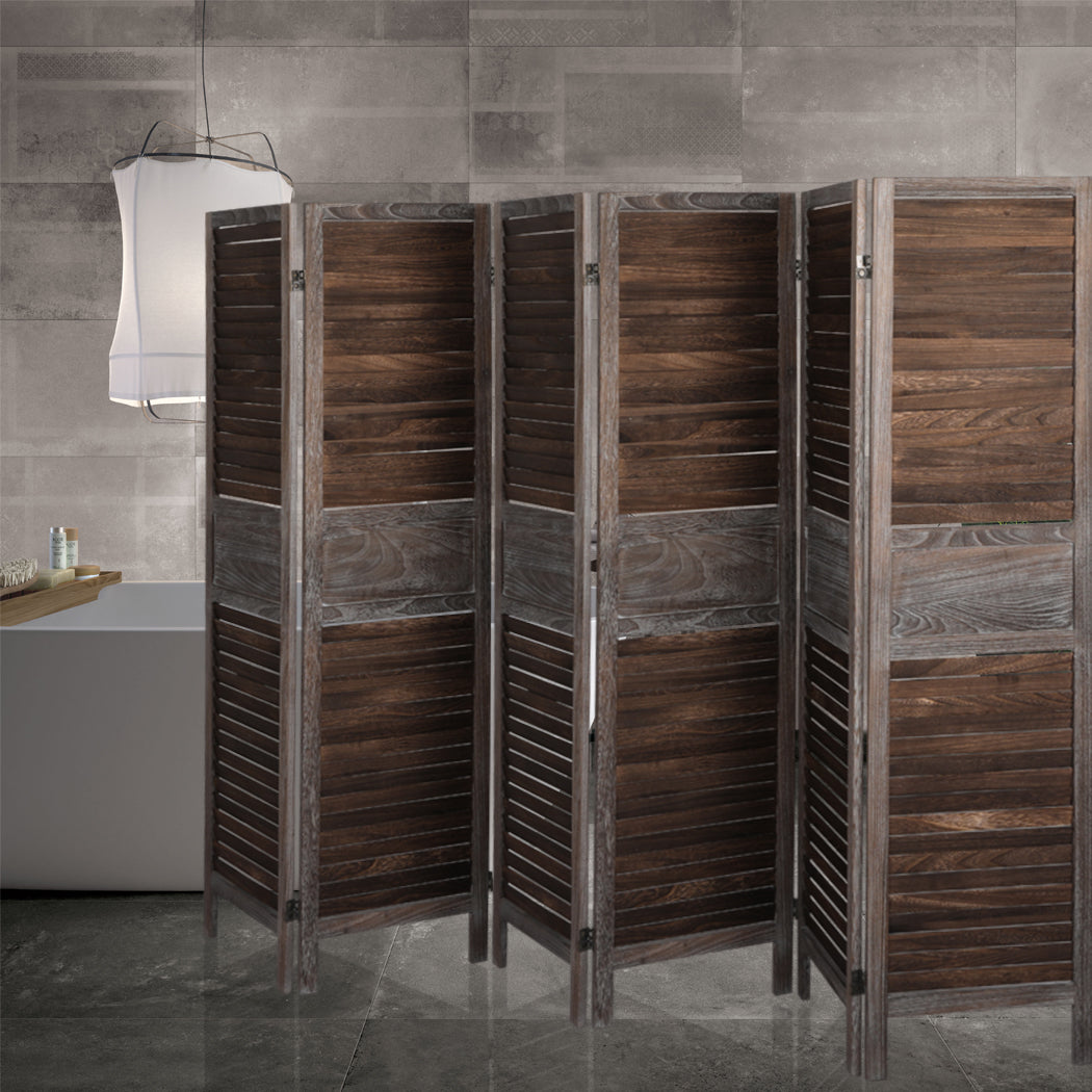 6 Panel Room Divider Folding Screen Privacy Dividers Stand Wood Brown on Afterpay | ZipPay | LayBuy | Klarna