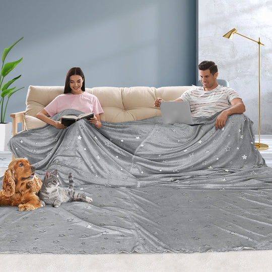 3x3M Large Oversized Blanket Grey Star