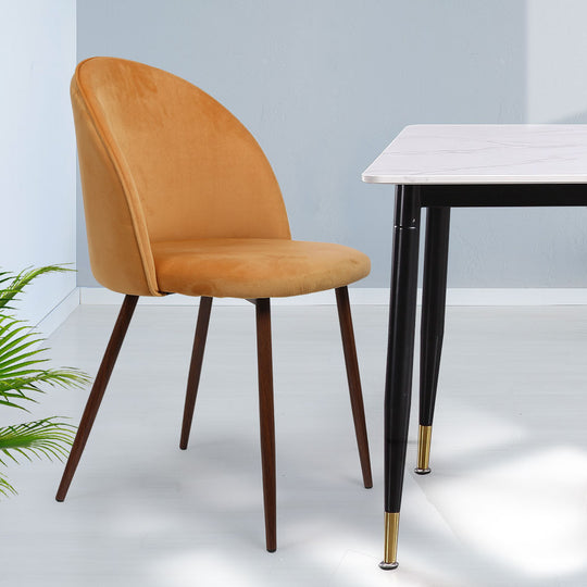 2 Pack Mustard Velvet Dining Chairs Modern Set