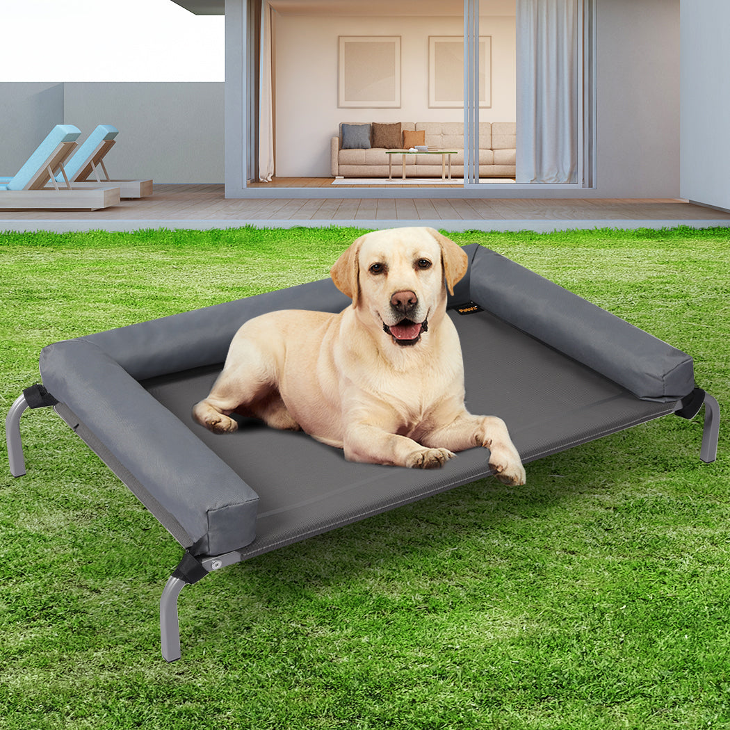 Large Pet Bed Grey Fabric 77x47x15cm