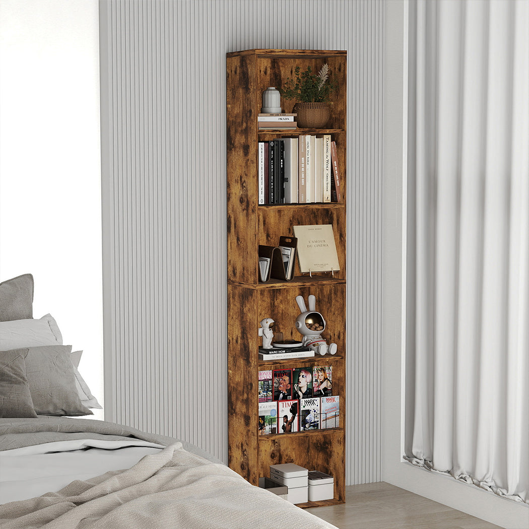Adjustable Wood Cabinet - Walnut 40x24x178.5cm