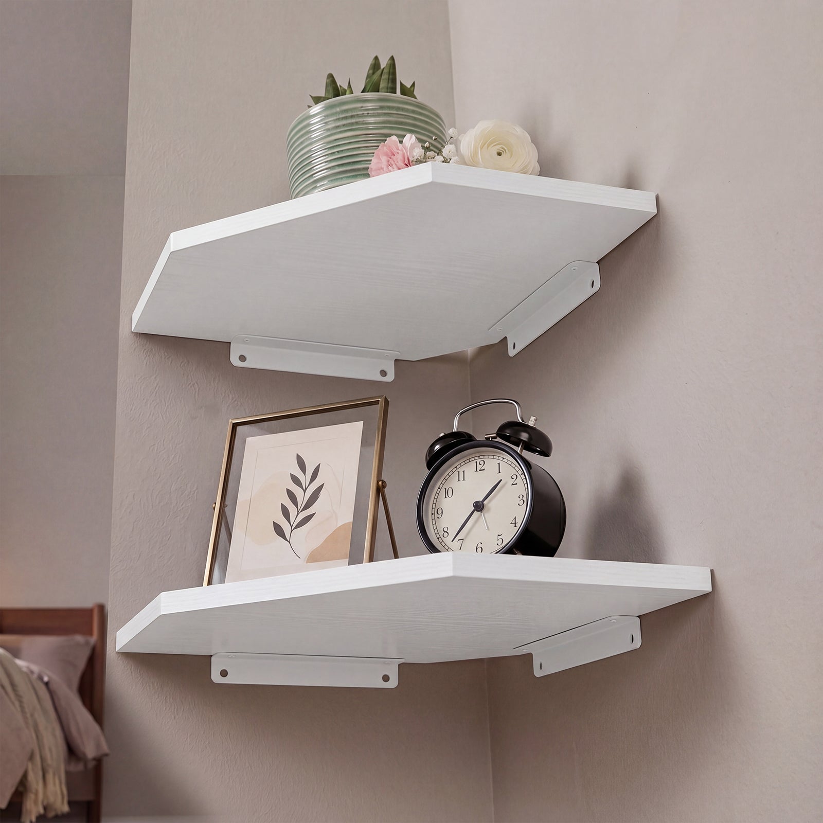 Floating Corner Shelves Wall Mounted 2pc | Simpledeals