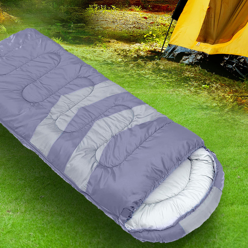 Single Sleeping Bag Outdoor Grey Lightweight Warm Camping Travel Bag