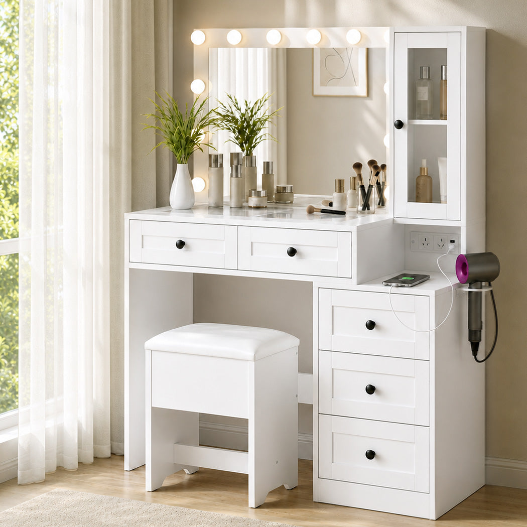 Dressing Table Vanity Desk With LED Mirror 110x40x133cm
