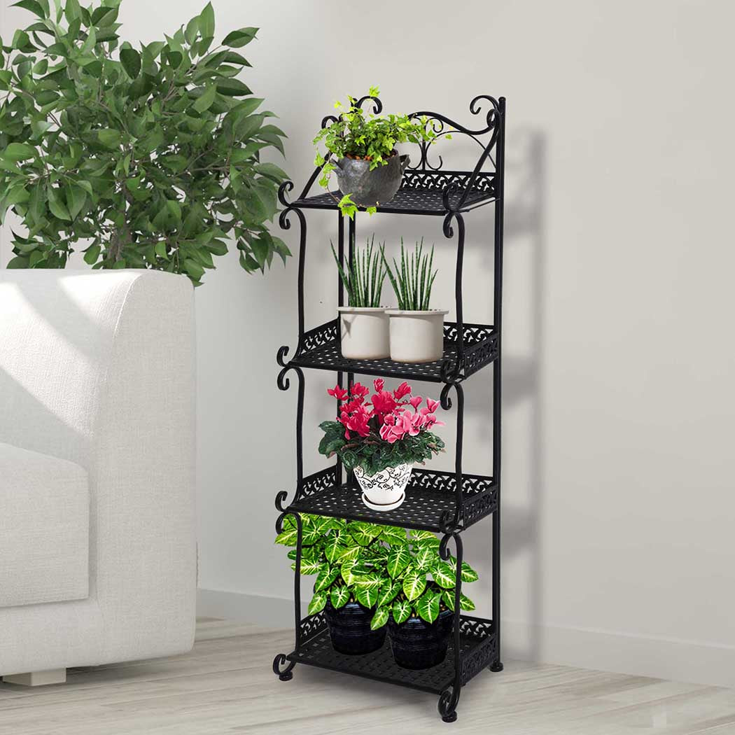 Plant Stand 4 Tiers Outdoor Indoor Black