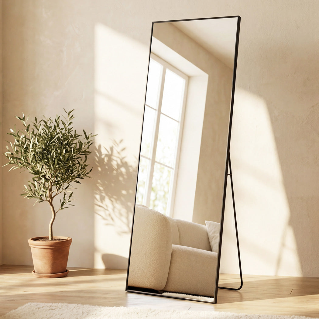 Full Length Mirror 165x60cm Black Floor Wall | Simpledeals