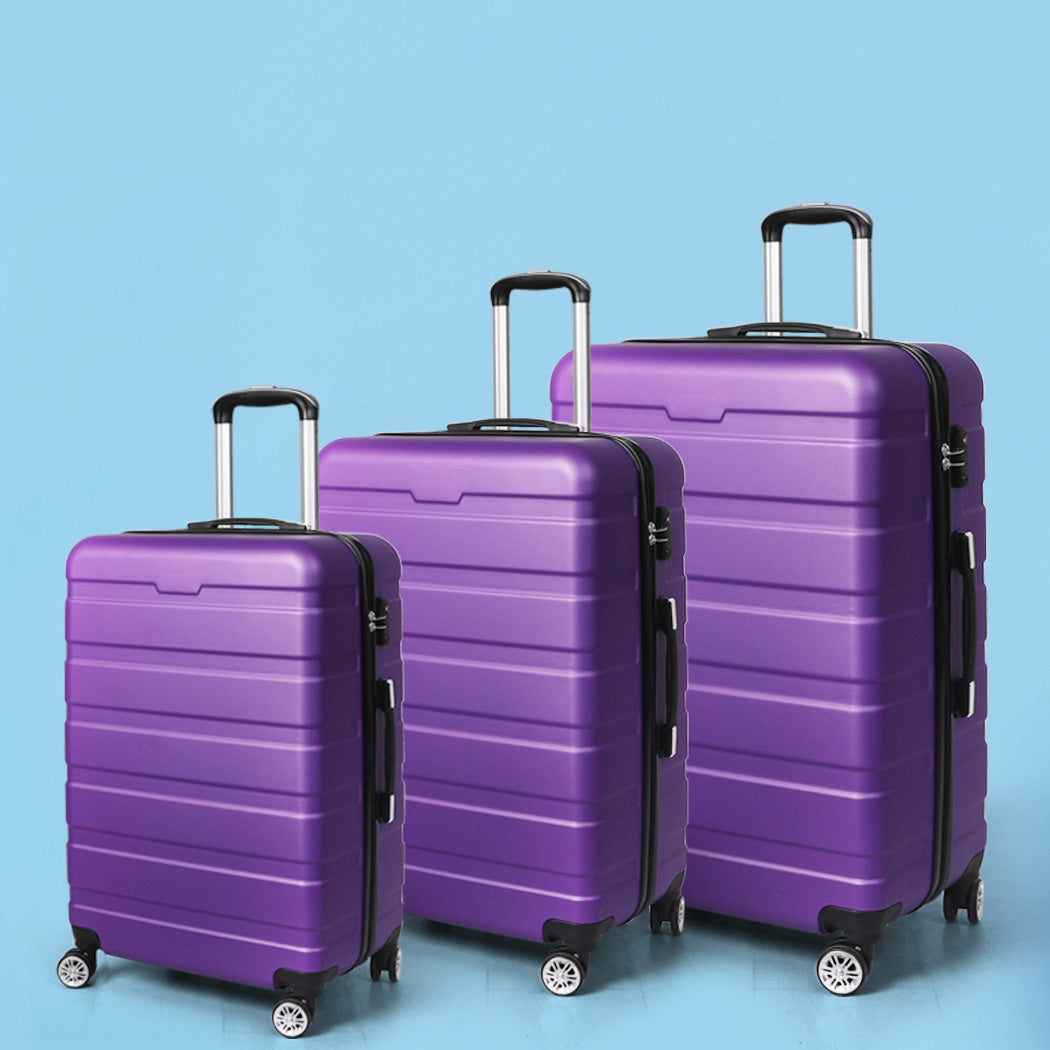 Purple Luggage Set 3PC 33x22x55cm