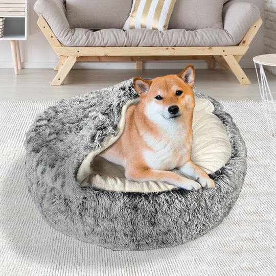 Pet Dog Calming Bed Warm Soft Plush Sleeping Removable Cover