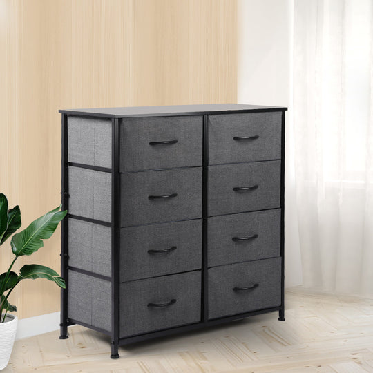Storage Cabinet Tower Chest Dark Grey-Elegant - Drawers Dresser Tallboy Drawer
