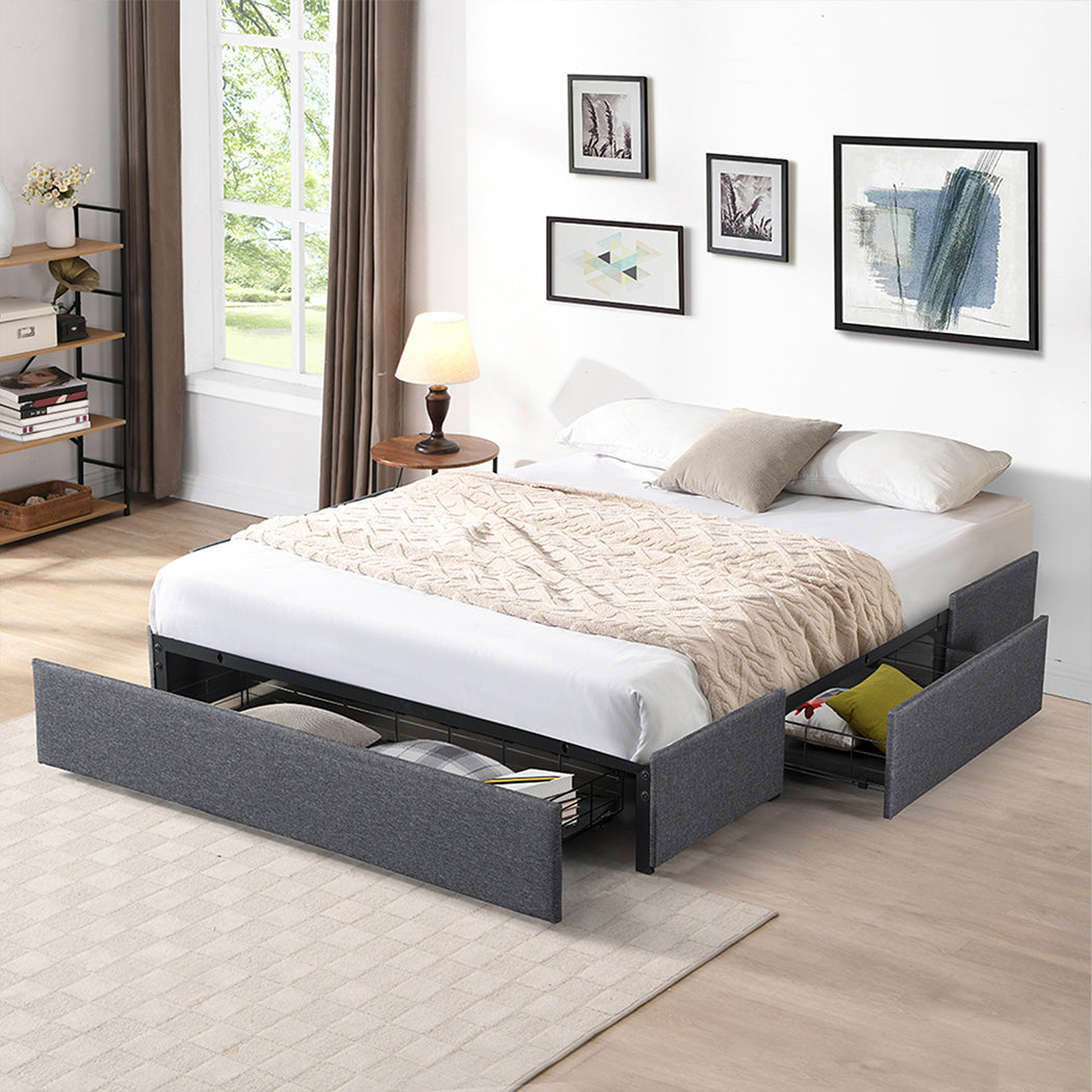 King Size Fabric Bed Frame Storage 206x188x30cm