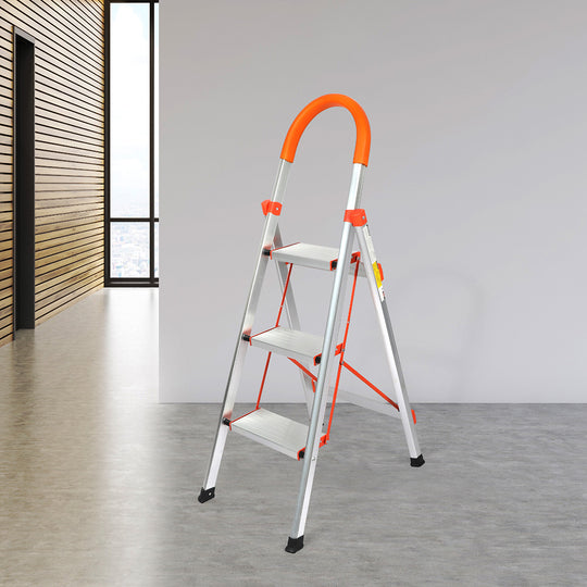3 Step Ladder Folding Aluminium - Multi Purpose Lightweight Non