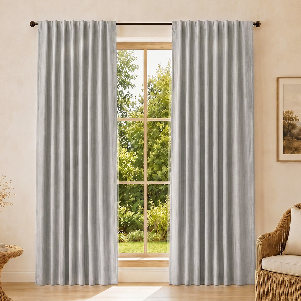 Blackout Curtains 2 Panel Thermal Linen 180x230cm | Simplede