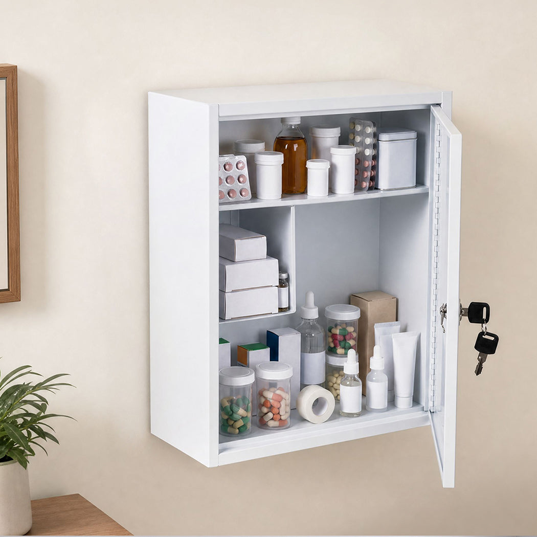 Medicine Storage Cabinet Lockable 39x32.5x14cm