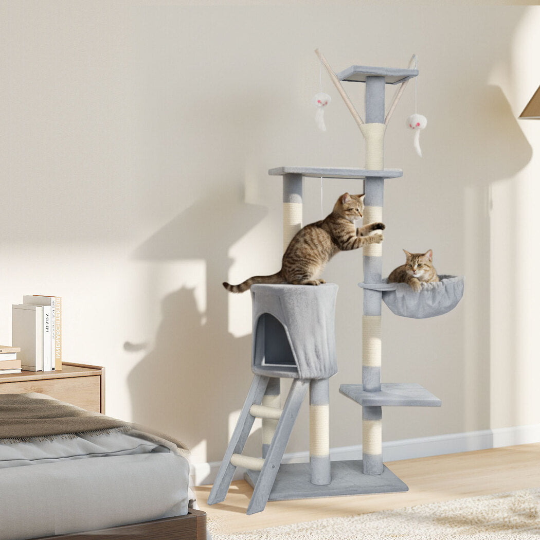 Cat Tree Scratching Post Grey 50x35x143cm