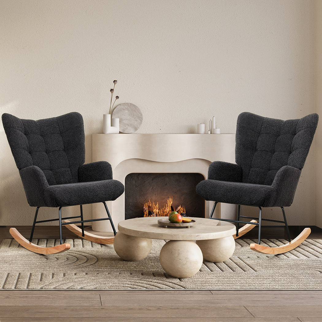 Grey Fleece Rocking Chair 67x86x95cm