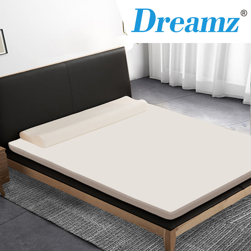 7cm Memory Foam Bed Mattress Queen - Topper Polyester Underlay Cover