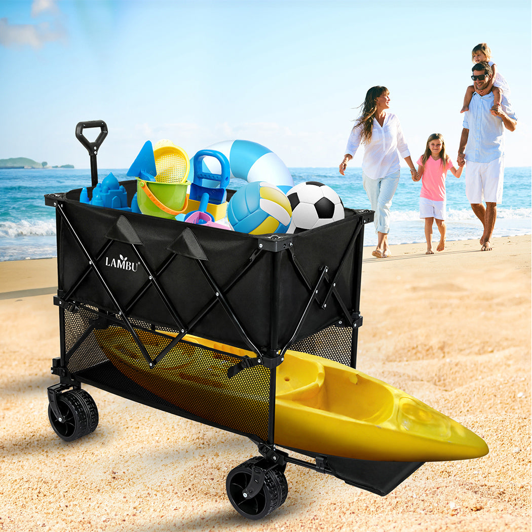 Folding Wagon Cart Double Layer 132x107x56.5cm