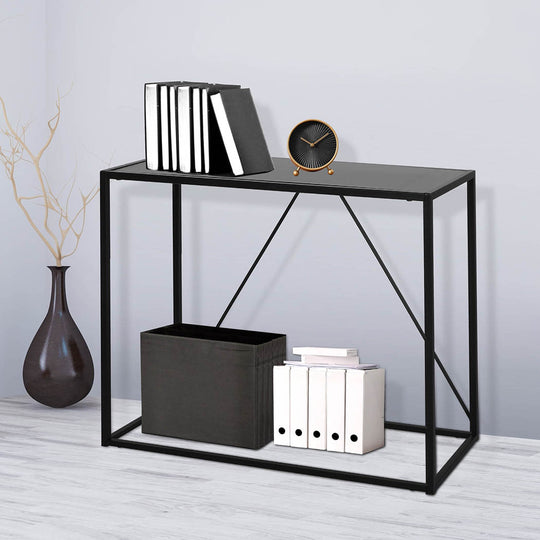 2-Tier Console Table Office Furniture - Hallway Side Display Shelf