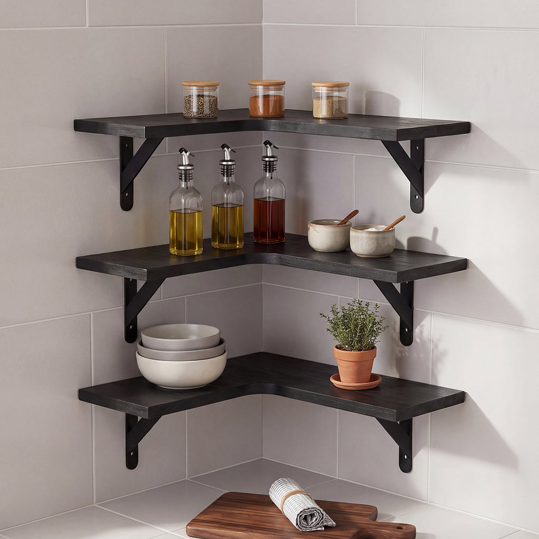 Corner Floating Shelves 3pc L-Shaped Wall | Simpledeals