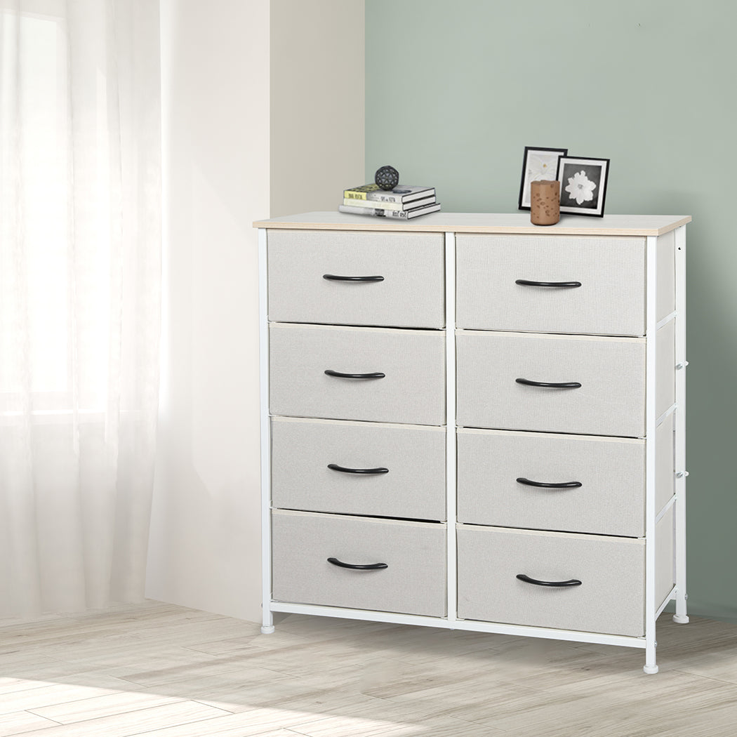 Stylish Beige Storage Cabinet Tower Chest Organizer for Home or Office