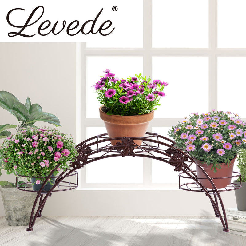 2X Plant Stand Outdoor Indoor Metal Bronze - Flower Pot Shelf Garden