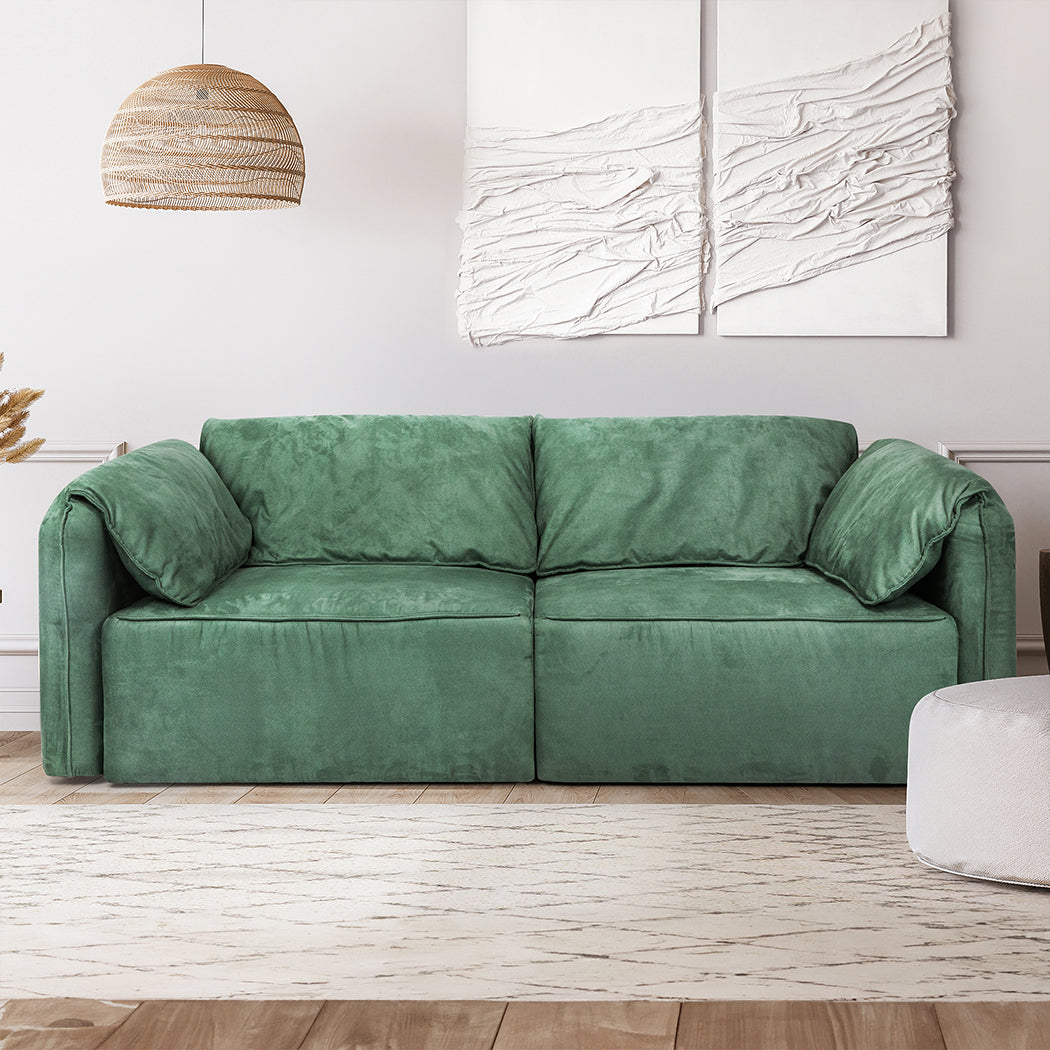 Compact Sofa Floor Couch 3-Seater Leathaire Sleek Modern Look