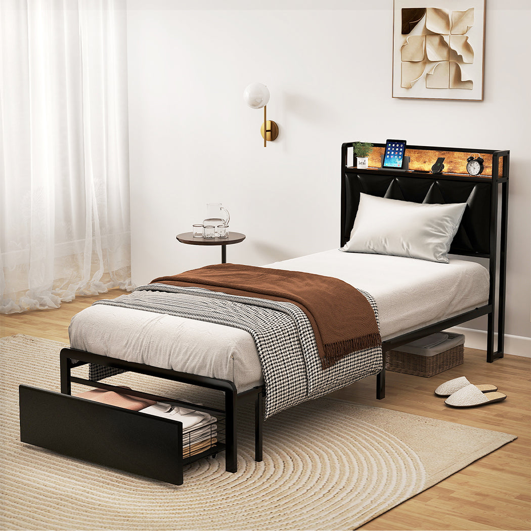 Black bed frame 83x38x23.5cm, view 8