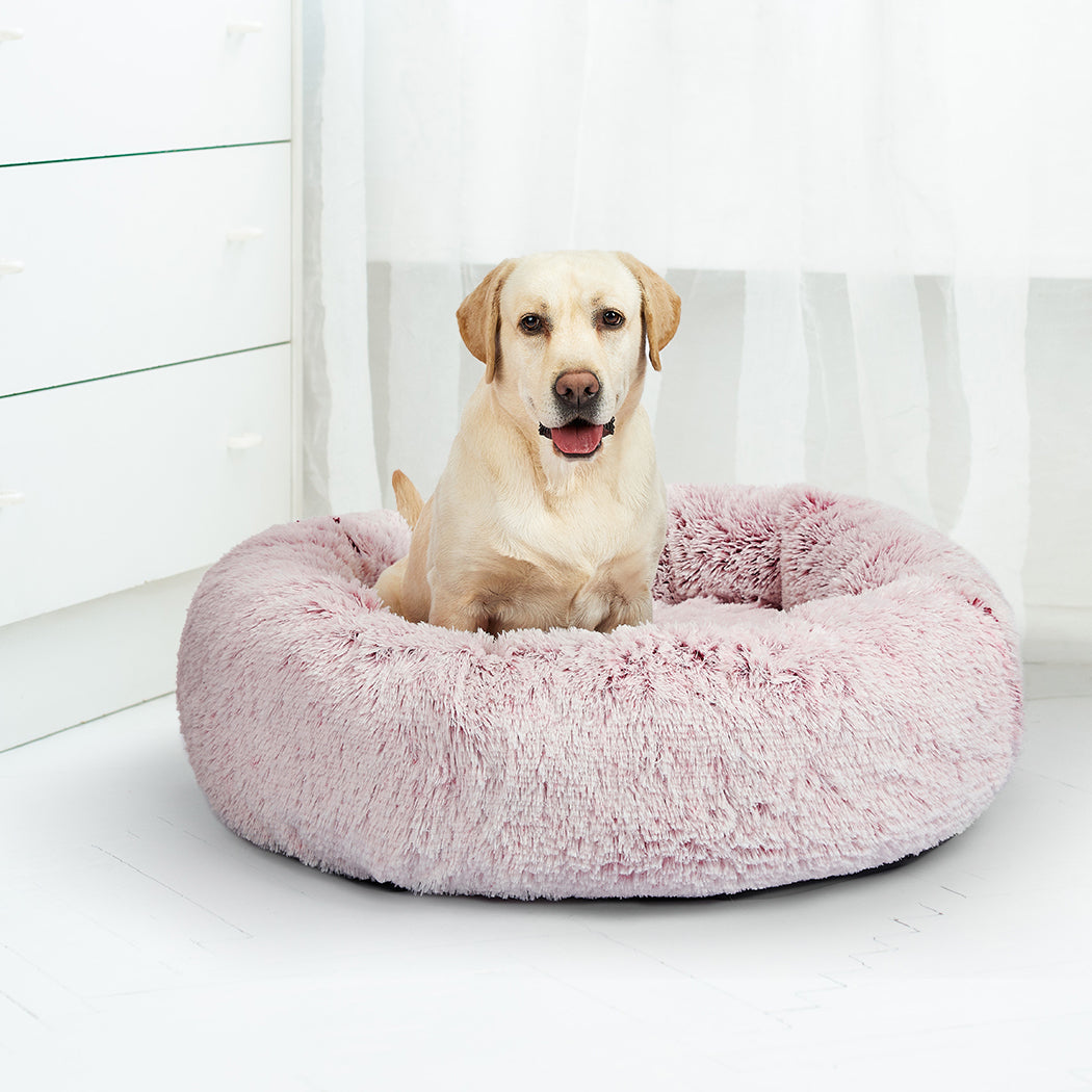Pet Bed Cat Dog Donut Nest Calming M Pink Medium