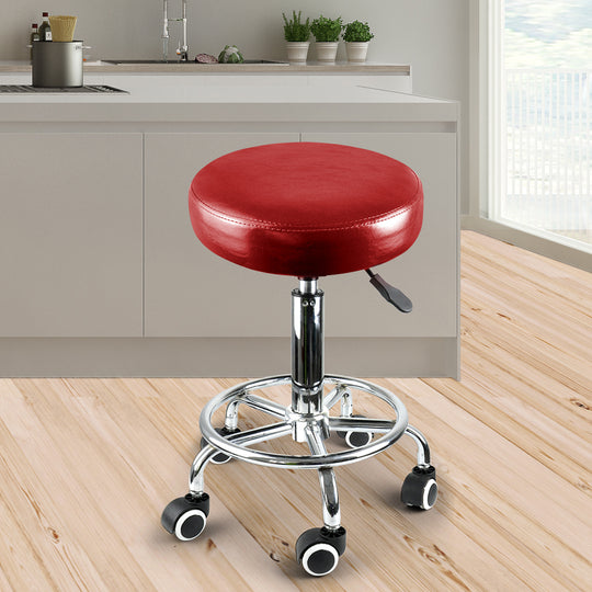 Salon Stool Swivel Barber Stools Red - Bar Hairdressing Chairs Equipment