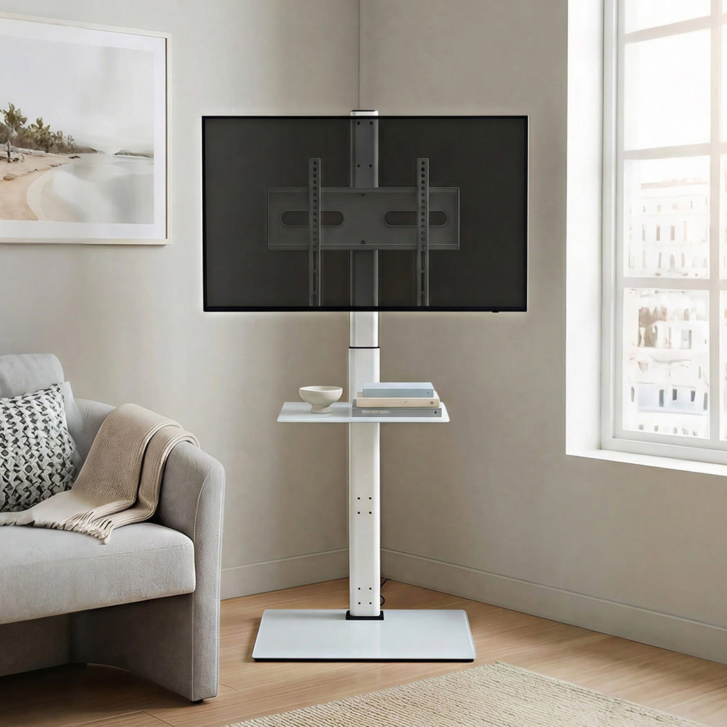 Tv Floor Stand Adjustable White 100x100cm