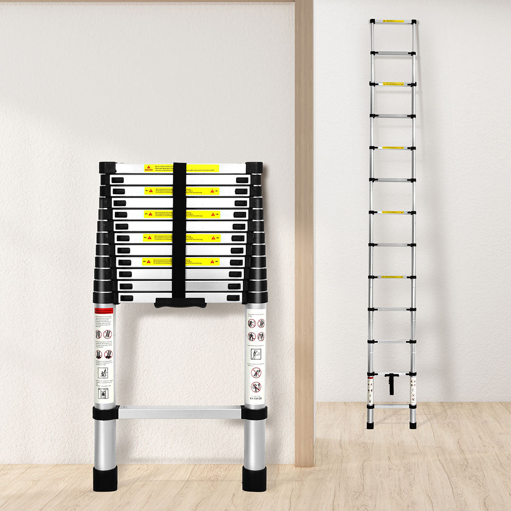 Multipurpose Ladder Telescopic 3.8M Silver