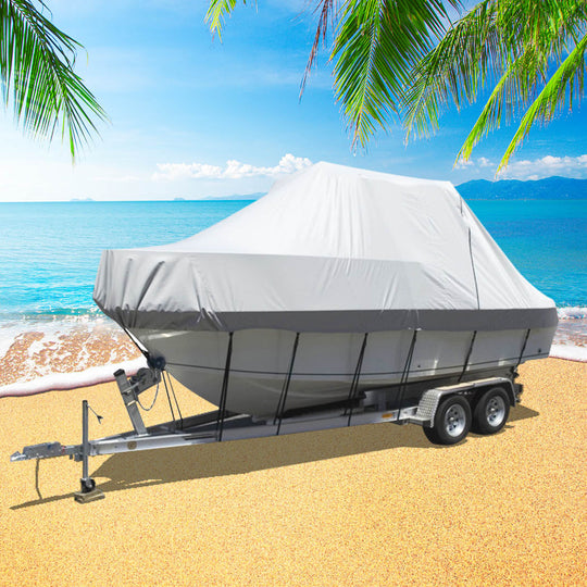 12-14 FT Boat Cover Trailerable Weatherproof Grey 14FT - Jumbo Marine Heavy Duty