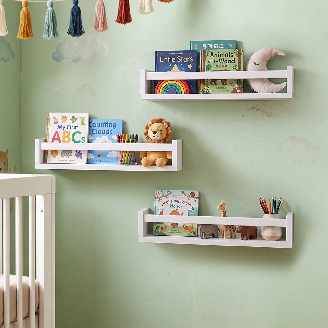 Floating Kids Wall Shelves 3 Pack White | Simpledeals