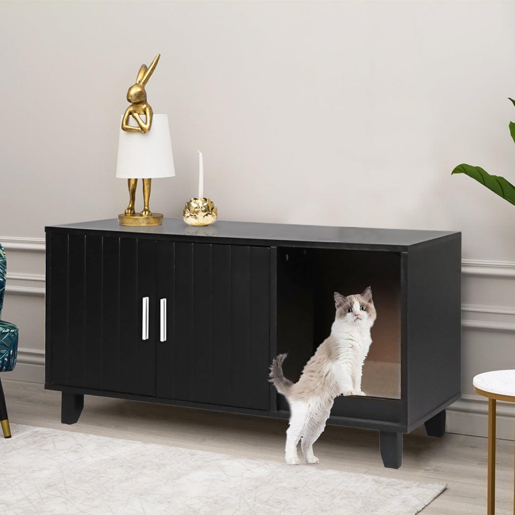 Enclosed Cat Litter Cabinet Box Black