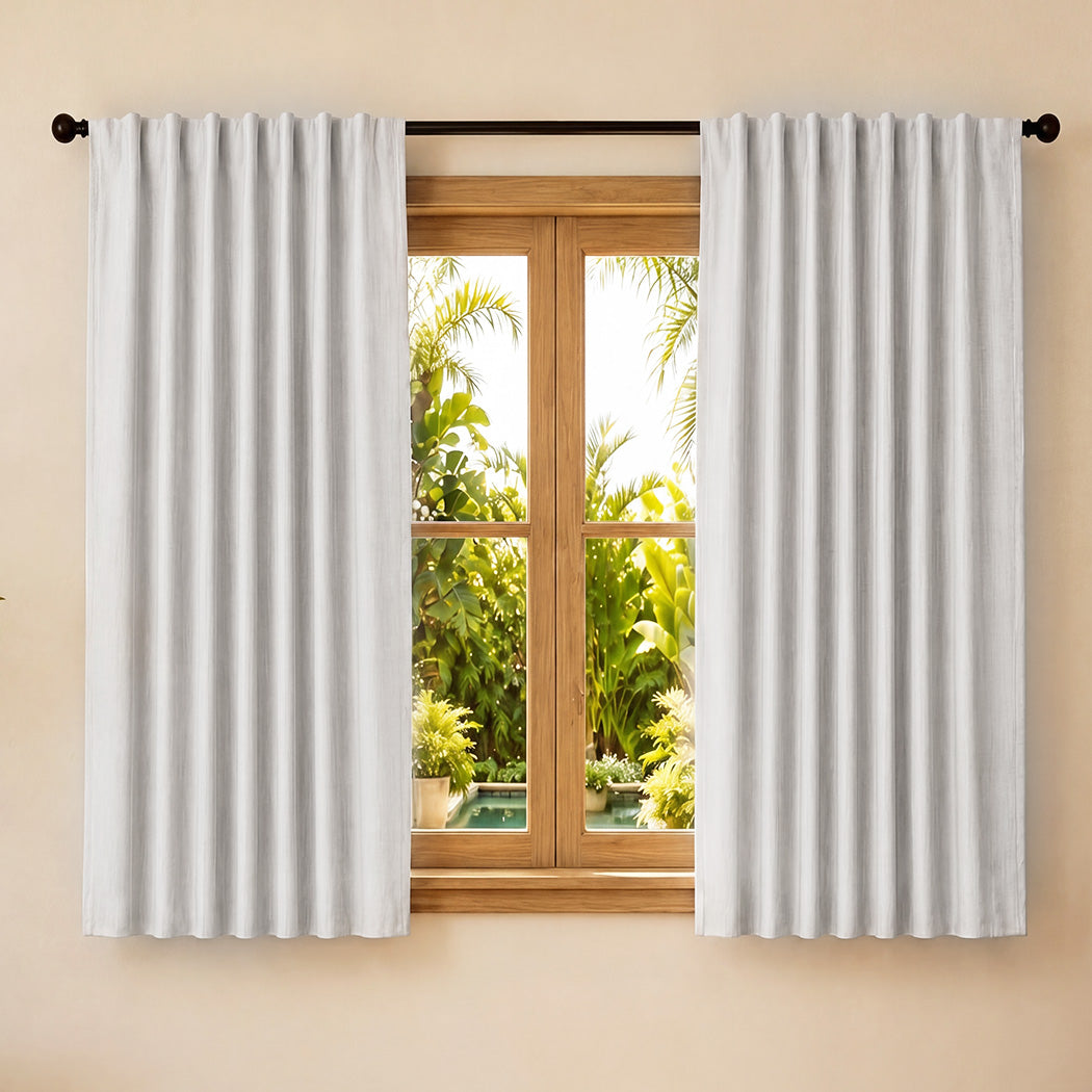 Blackout Curtains Thermal Linen Look 2 Panels | Simpledeals