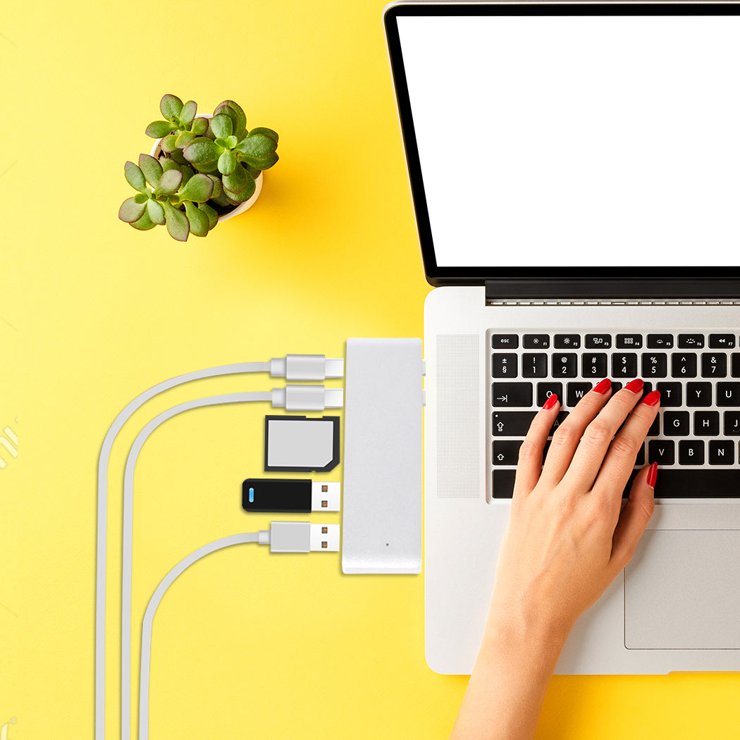 USB 3.0 Type-C HUB 6 Port Powered Adapter Silver - SC2 id