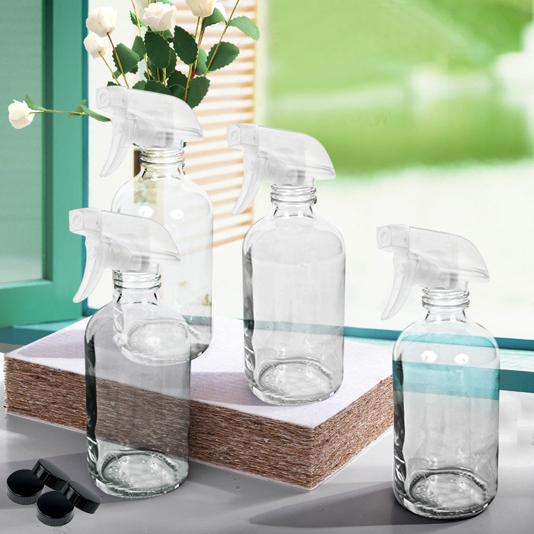 6x 500ml Clear Glass Spray Bottles Trigger