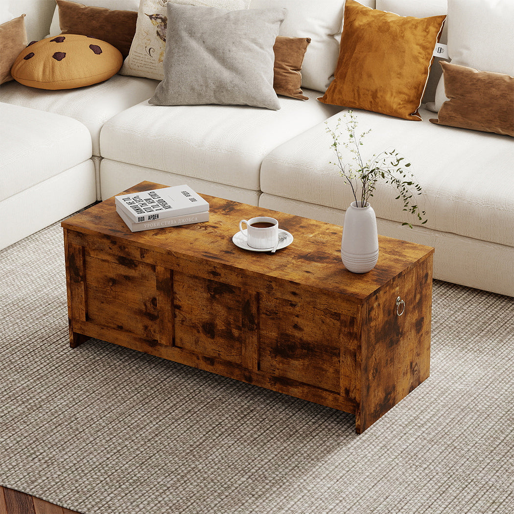 Rustic Storage Bench Brown 100x40x41cm