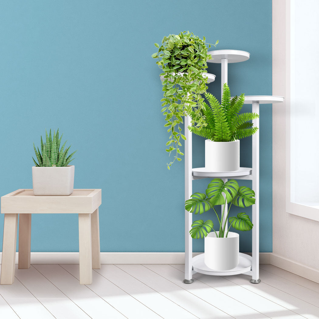 Plant Stand Outdoor Indoor Flower White Medium