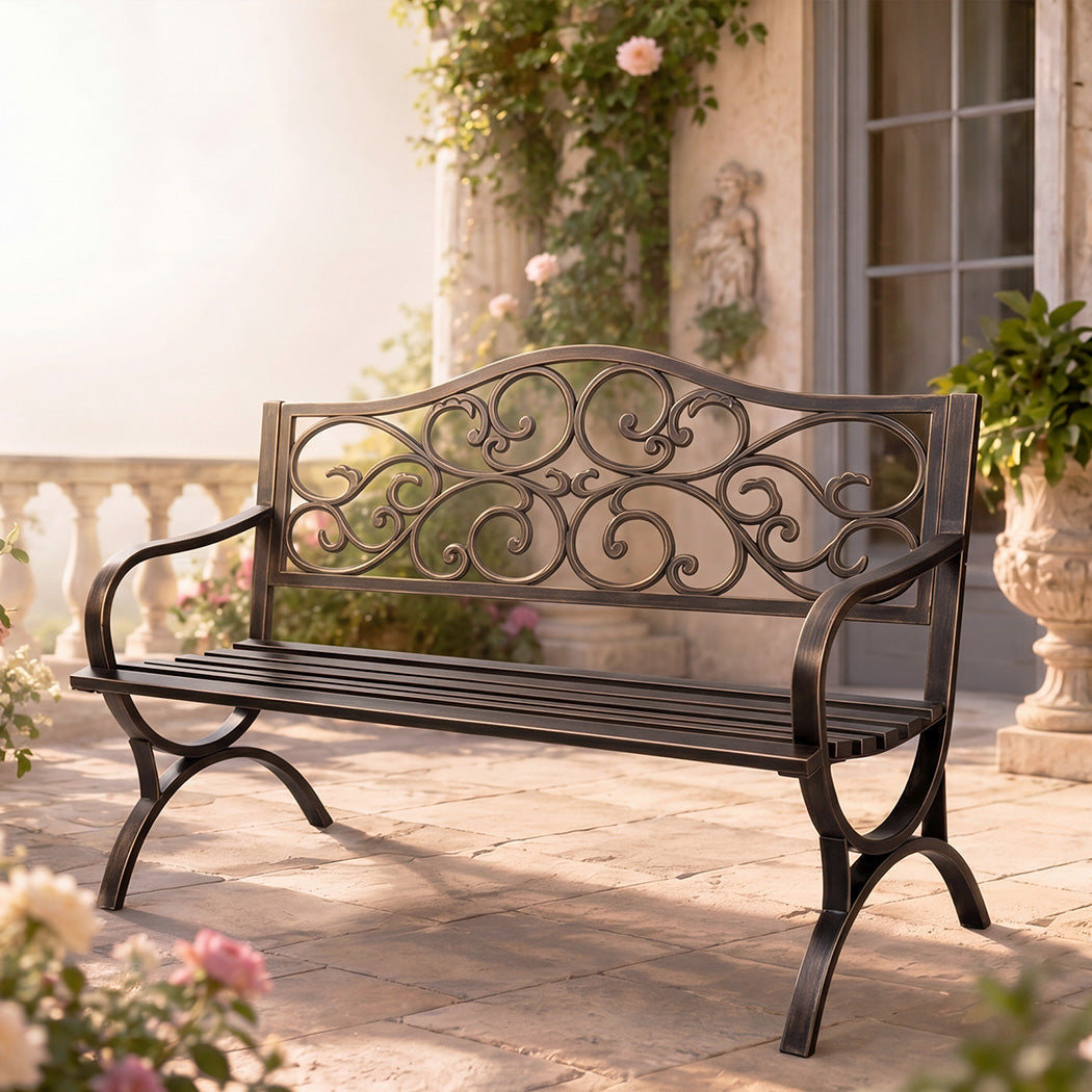 Cast Iron Garden Bench 3 Seater Bronze | Simpledeals