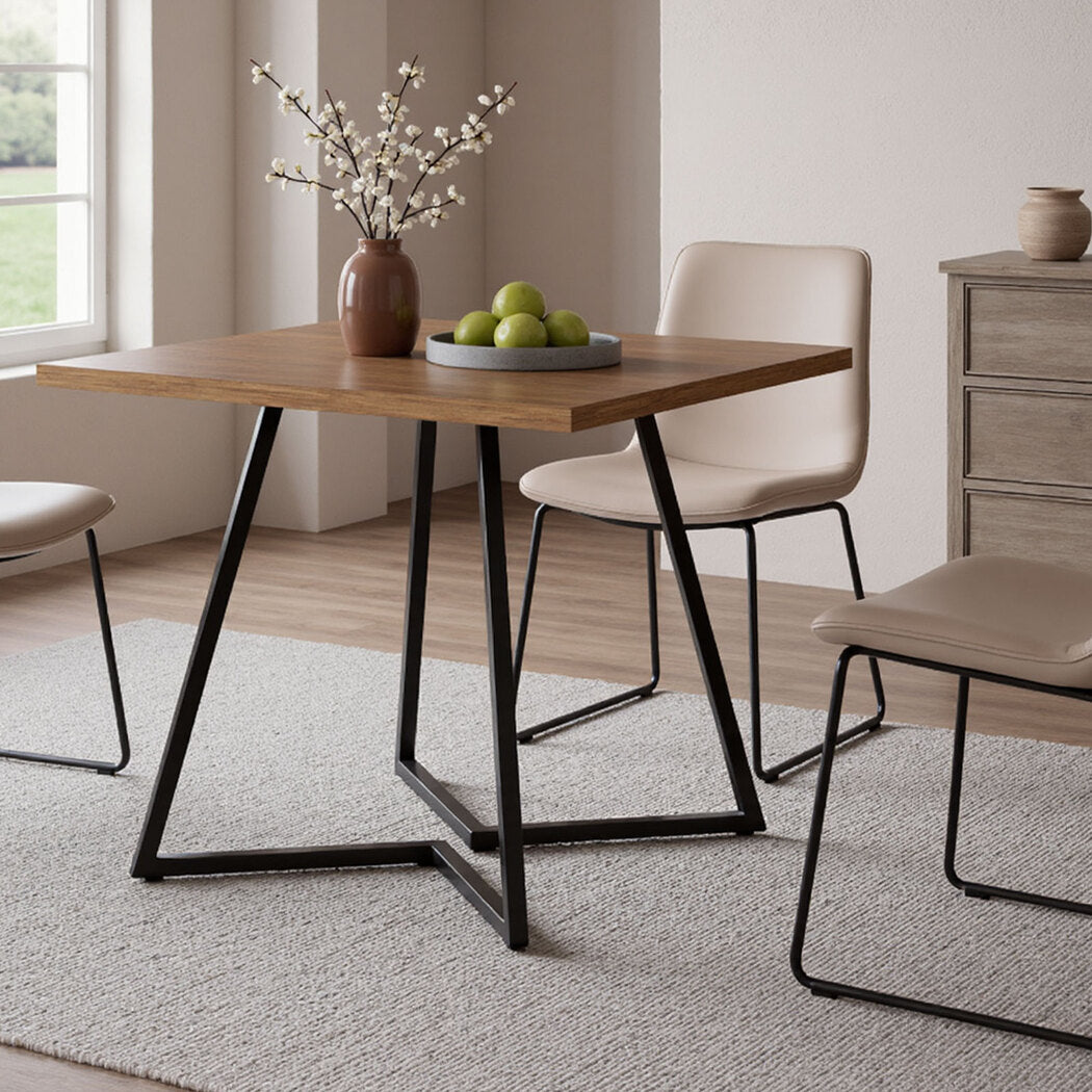 Square Dining Table Walnut Finish 80x80cm